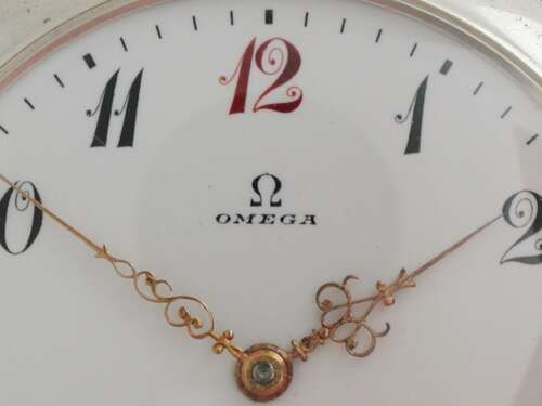 Omega Silver 0.800 Excellent Open Face Pocket Watch Swiss 1917