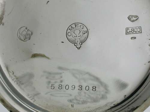 Omega Silver 0.800 Excellent Open Face Pocket Watch Swiss 1917