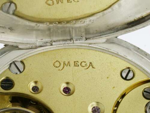 Omega Silver 0.800 Excellent Open Face Pocket Watch Swiss 1917