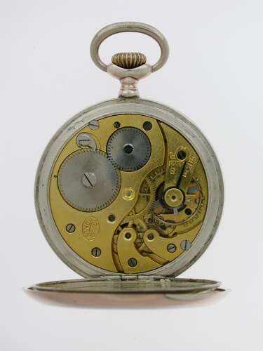 Simon Silver 0.800 24-hour Day / Night Pocket Watch - Swiss 1920