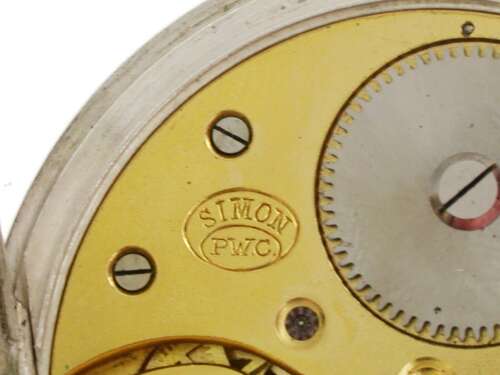Simon Silver 0.800 24-hour Day / Night Pocket Watch - Swiss 1920