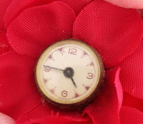 Rare Red Felt Handmade Petal Flower Clock in Original Box Germany 1930