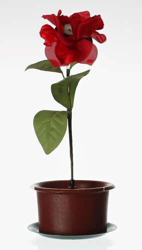 Rare Red Felt Handmade Petal Flower Clock in Original Box Germany 1930