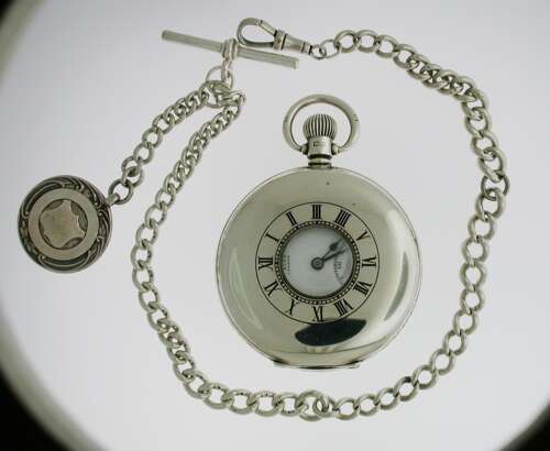 Silver J.W. Benson London – Birmingham 1935 Half Hunter Pocket Watch
