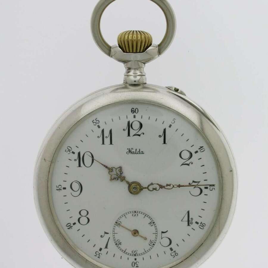 Silver Halda Swedish Patek Philippe Open Face  Pocket Watch 1900