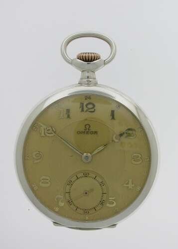 Omega Silver 0.800 Open Face Gent’s  Pocket Watch Swiss 1930
