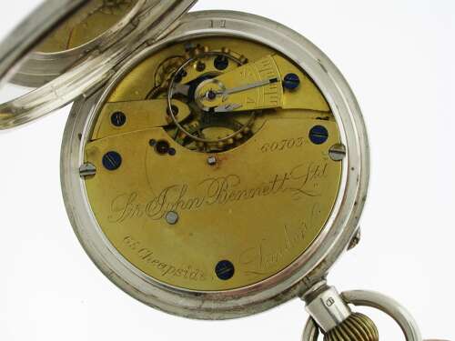 Antique Silver Bennett Gent's Open Face Pocket Watch English London 1906