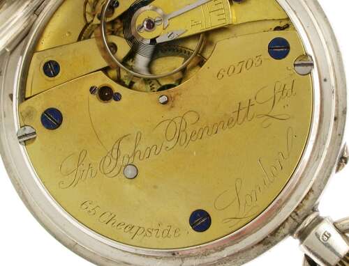 Antique Silver Bennett Gent's Open Face Pocket Watch English London 1906