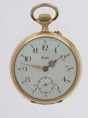 Antique Halda 18 Kt Yellow Gold Swedish Patek Philippe Open Face Pocket Watch 1900