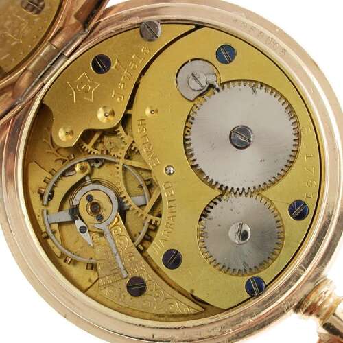 Gold-filled Open Face Pocket Watch with Gold Filled Chain Swiss 1930