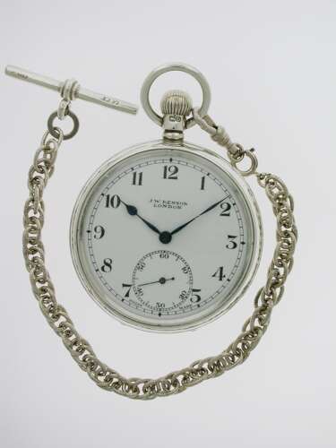 J.W. Benson Silver Open Face Pocket Watch Birmingham 1928