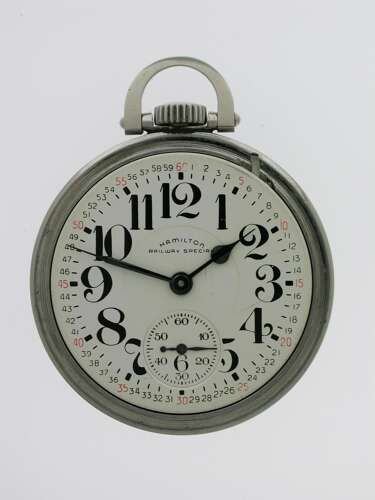 Hamilton Art Deco Steel Railway Pocket Watch USA 1943