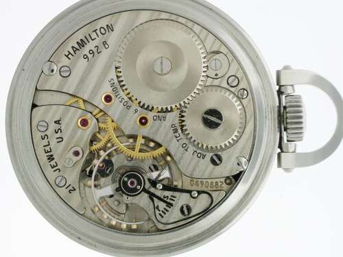 Hamilton Art Deco Steel Railway Pocket Watch USA 1943