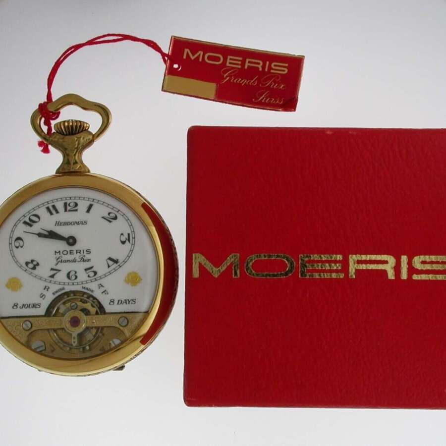 Antique Hebdomas Nos Art Nouveau 8-day Open Face Pocket Watch Swiss Made 1960