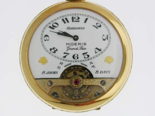 Antique Hebdomas Nos Art Nouveau 8-day Open Face Pocket Watch Swiss Made 1960