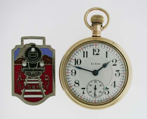 Antique American Elgin Father Time Gold Filled Railroad Pocket Watch USA 1919