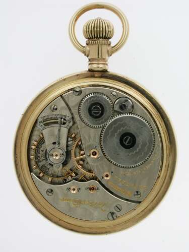 Antique American Elgin Father Time Gold Filled Railroad Pocket Watch USA 1919