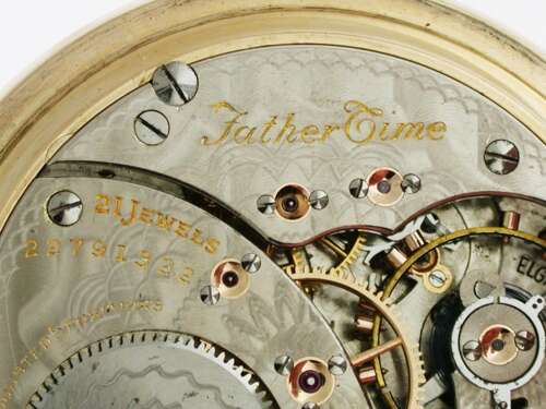 Antique American Elgin Father Time Gold Filled Railroad Pocket Watch USA 1919