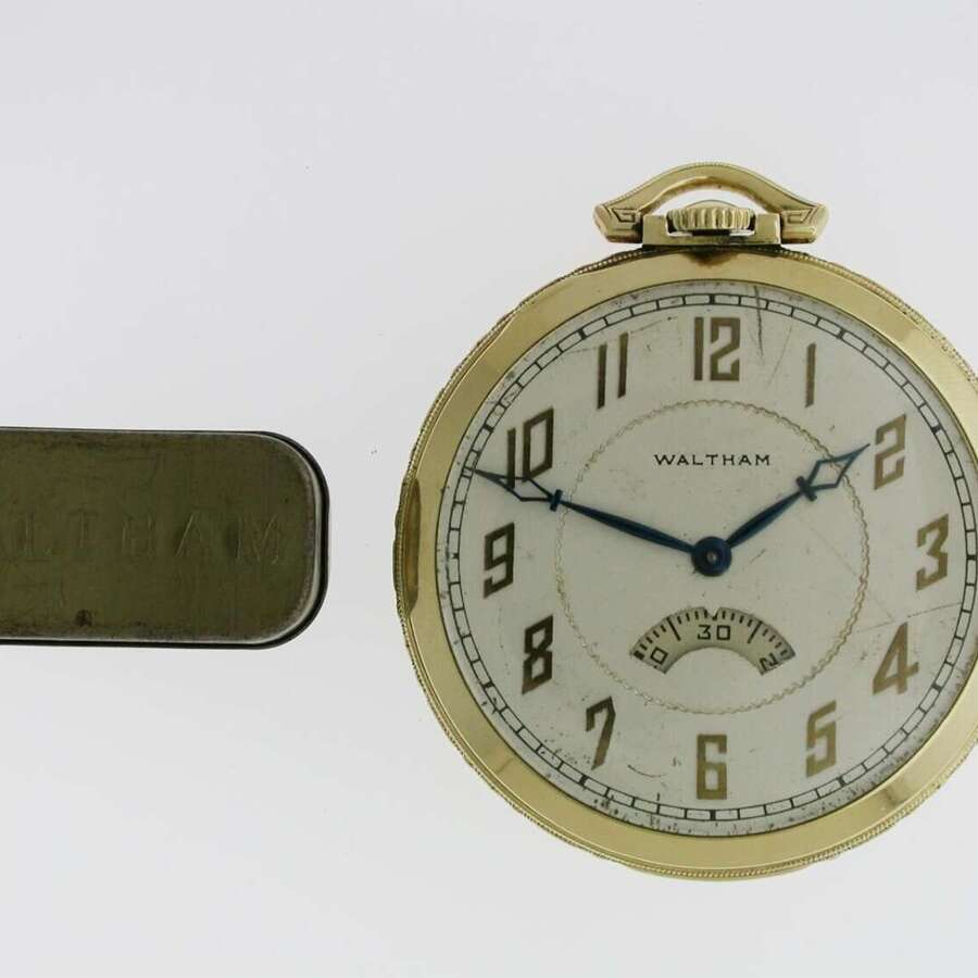 American Waltham Royal Secometer Art Deco Gold Filled Railroad Pocket Watch 1930