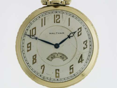 American Waltham Royal Secometer Art Deco Gold Filled Railroad Pocket Watch 1930
