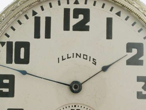 Antique American Illinois Steel Art Deco Railway Pocket Watch 1920