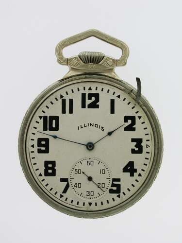 Antique American Illinois Steel Art Deco Railway Pocket Watch 1920