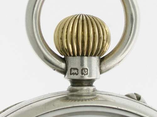 Antique Silver Pocket Watch with Silver Chain in Wooden Mahogany Box – Birmingham 1902
