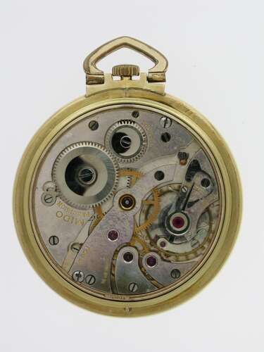 14Kt Yellow Gold Art Deco Mido Nos Pocket Watch Swiss 1930s