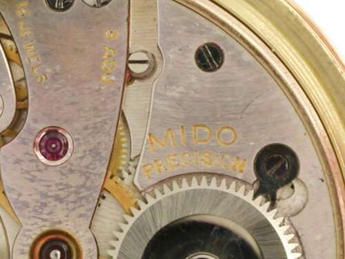 14Kt Yellow Gold Art Deco Mido Nos Pocket Watch Swiss 1930s