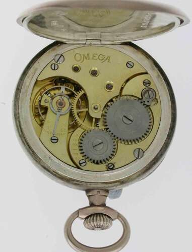Antique Silver 0.900 Omega Fob Open Face Pocket Watch Swiss 1920