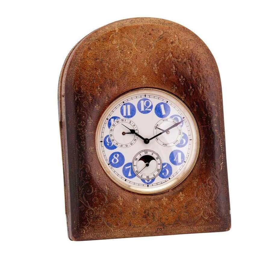 Antique Rare Goliath Open Face Pocket Watch with Double Calendar, Moonphase %26 Genuine Box