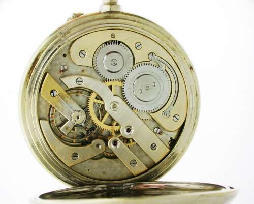 Antique Rare Goliath Open Face Pocket Watch with Double Calendar, Moonphase %26 Genuine Box