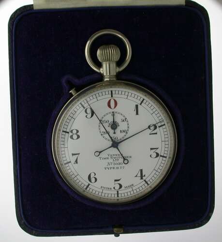 Antique Venner Time Switches Ltd Split Second  Stop Watch Steel Pocket Watch Swiss 1930