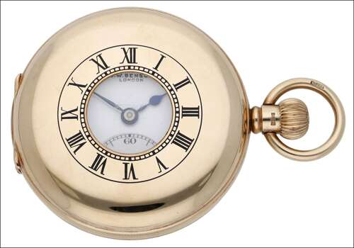 J.W. Benson 9kt Yellow Gold Swiss Made Half Hunter Pocket Watch - Birmingham 1929