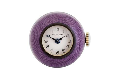Gubelin Silver 0.925 Guilloche Enamel Pendant Ball Watch in Original Gubelin Box Chain – S