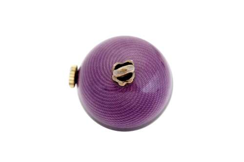 Gubelin Silver 0.925 Guilloche Enamel Pendant Ball Watch in Original Gubelin Box Chain – S