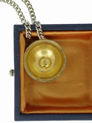 Gubelin Silver 0.925 Guilloche Enamel Pendant Ball Watch in Original Gubelin Box Chain – S