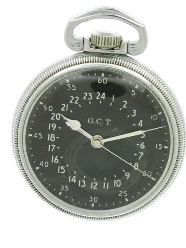 Military Antique Hamilton US Government Pocket Watch  24 Hour - 4992b G.C.T. - USA 1942
