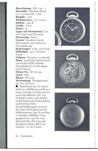 Military Antique Hamilton US Government Pocket Watch  24 Hour - 4992b G.C.T. - USA 1942