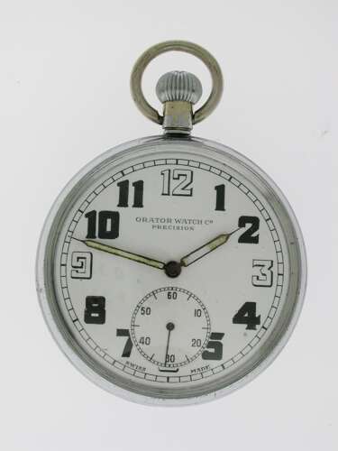 Antique Orator Watch Co Precision WWII British Military Pocket Watch Swiss 1942