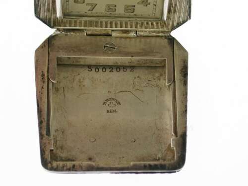Antique Gubelin Silver 0.935 Eterna Travelling Clock in Original Pouch Swiss 1920