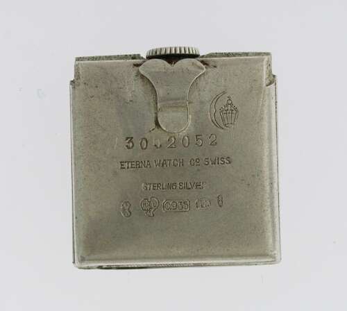 Antique Gubelin Silver 0.935 Eterna Travelling Clock in Original Pouch Swiss 1920