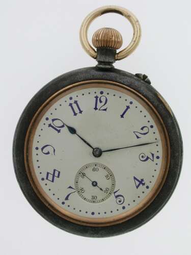 Antique Hanhart %26 Co Retailed in Allahabad %26 Mussoorie Gunmetal Pocket Watch Swiss 1900