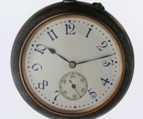 Antique Hanhart %26 Co Retailed in Allahabad %26 Mussoorie Gunmetal Pocket Watch Swiss 1900