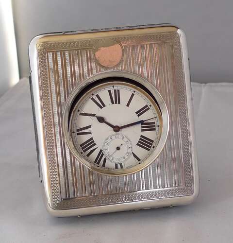 Swiss Goliath Travelling Pocket Watch for Desk Accessory –  In Box Hallmarked Silver Birmingham 1923