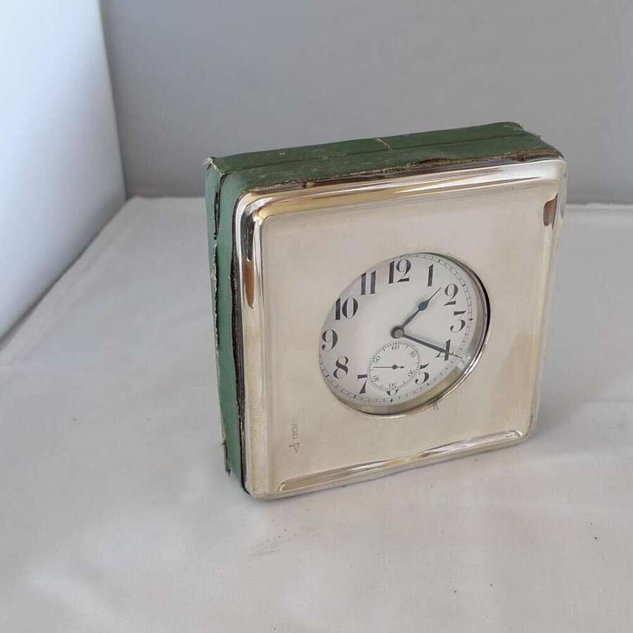 Antique Swiss Steel Goliath Travelling Mint Pocket Watch for Desk Accessory &ndash;  In Box Hallmarked Silver London 1918