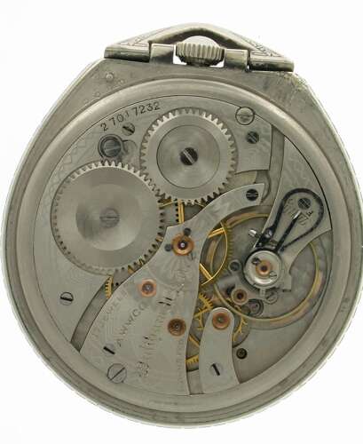 Waltham 14 Kt Gold Filled Art Deco Open Face Secometer Pocket Watch USA 1932