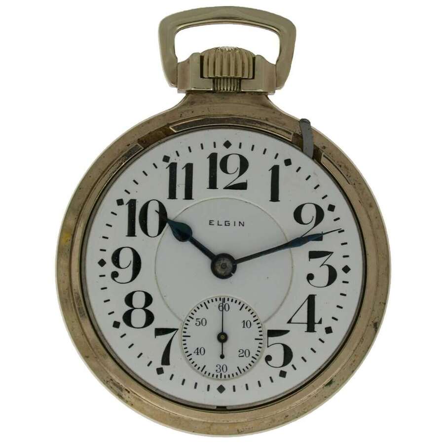 Elgin Father Time Gold Filled Open Face Pocket Watch USA 1925