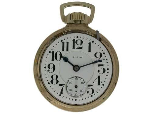 Elgin BW Raymond White Gold Filled Railroad Pocket Watch USA 1926