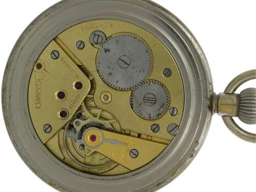 Omega Military Steel Pocket Watch Swiss 1940 - Soldier F035313